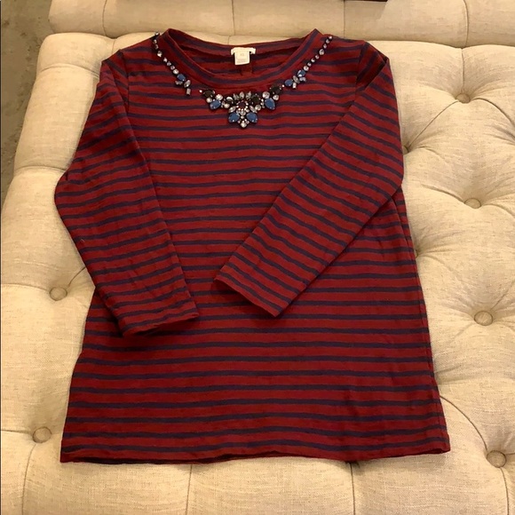 J Crew Striped Jewel Shirt - Picture 1 of 6
